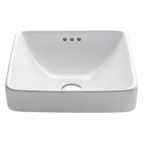 Kraus Elavo White Ceramic Vessel Square Bathroom Sink (16.25in x 16.25