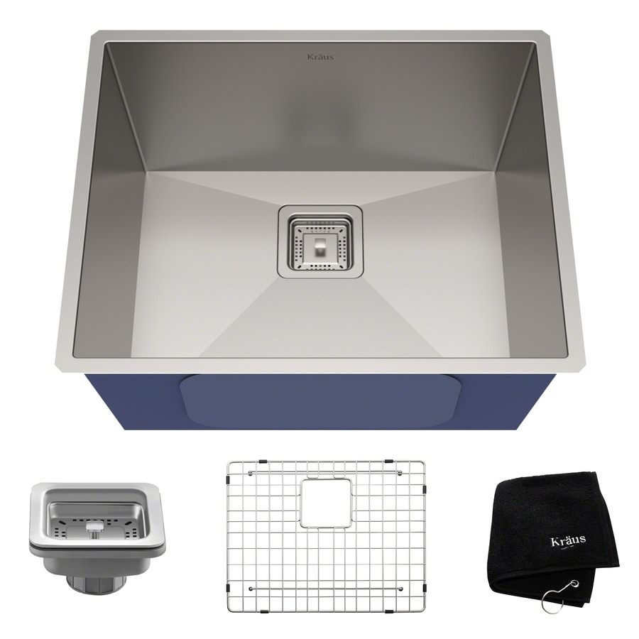 Shop Kraus Pax 22 5 In X 18 5 In Stainless Steel Single Basin Stainless Steel Undermount Kraus Sink Templates