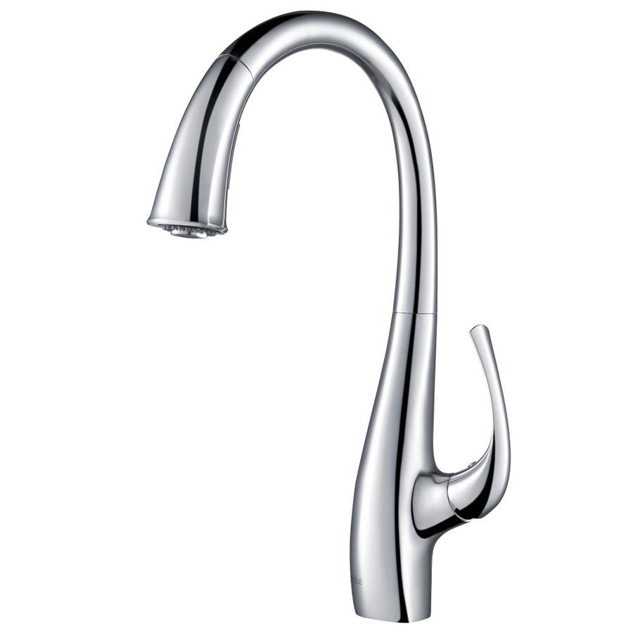 Kraus Ansel Chrome 1-Handle Deck-Mount Pull-Down Handle Kitchen Faucet
