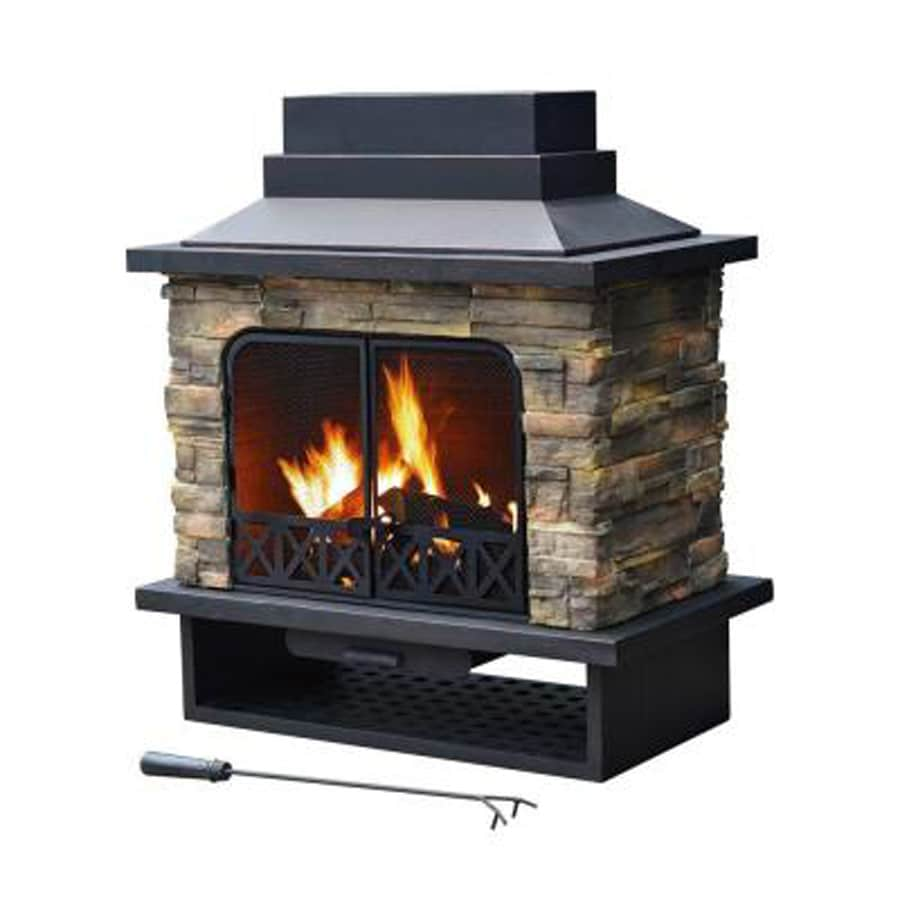 Sunjoy Black Steel Outdoor Wood-Burning Fireplace at Lowes.com