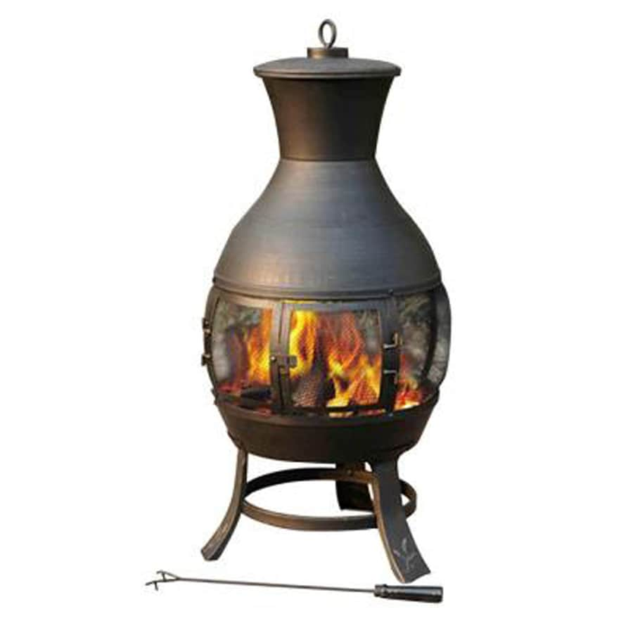 Shop Sunjoy 45.3in H x 21in D x 21in W Black Steel Chiminea at