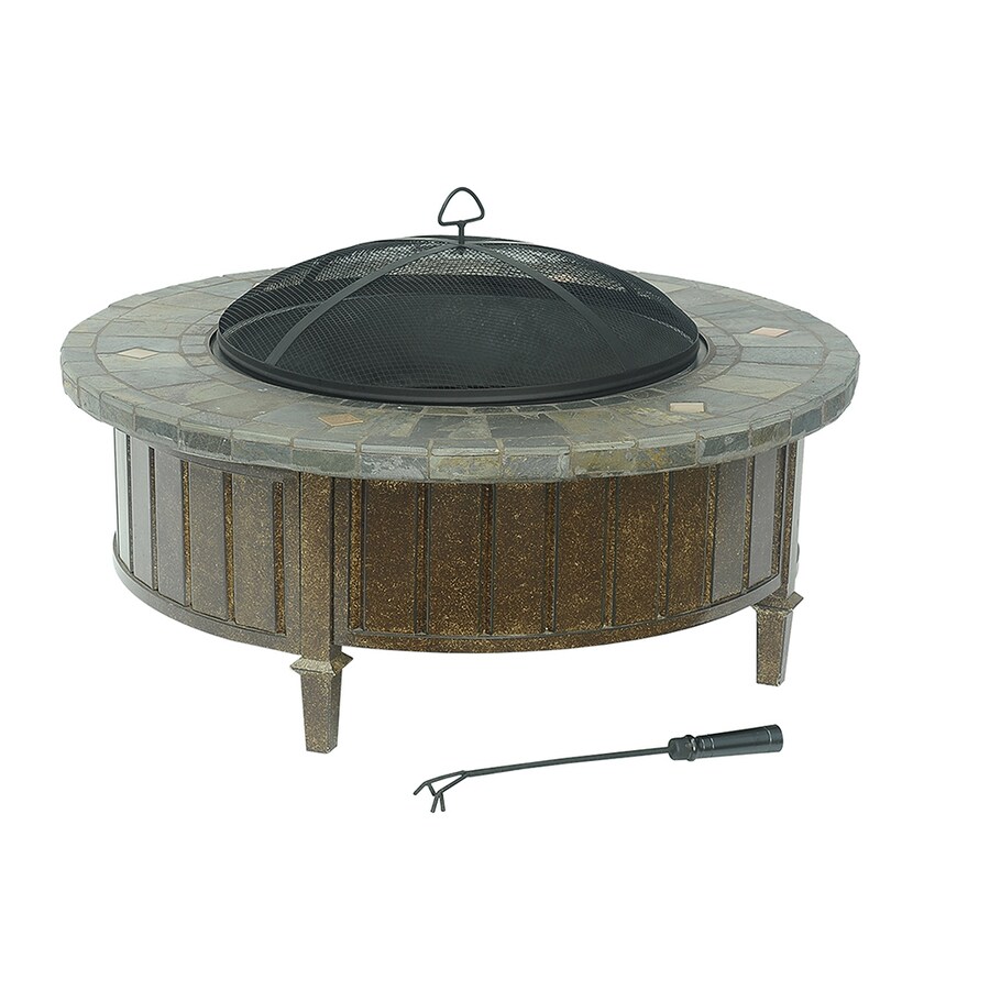 Sunjoy 40 In W Bronze Steel Wood Burning Fire Pit At Lowes Com