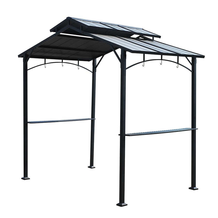 Sunjoy Black Rectangle Grill Gazebo (Foundation: 5-ft x 8 ...