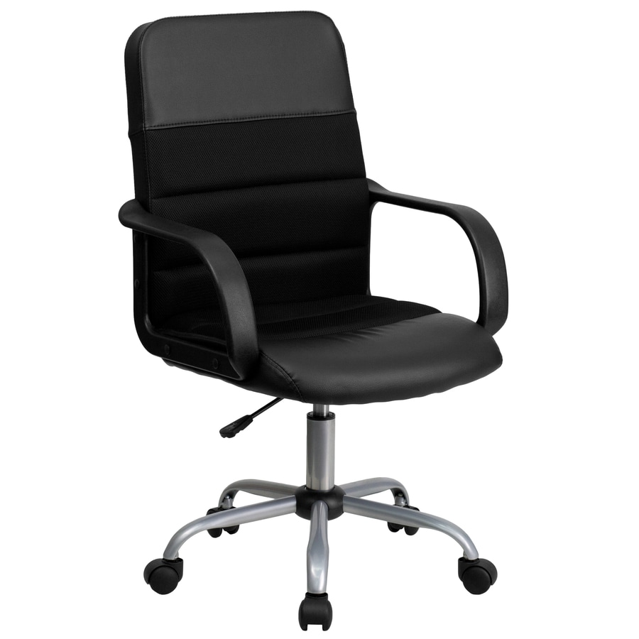 Flash Furniture Mid Back Black Leather And Mesh Swivel Task Office