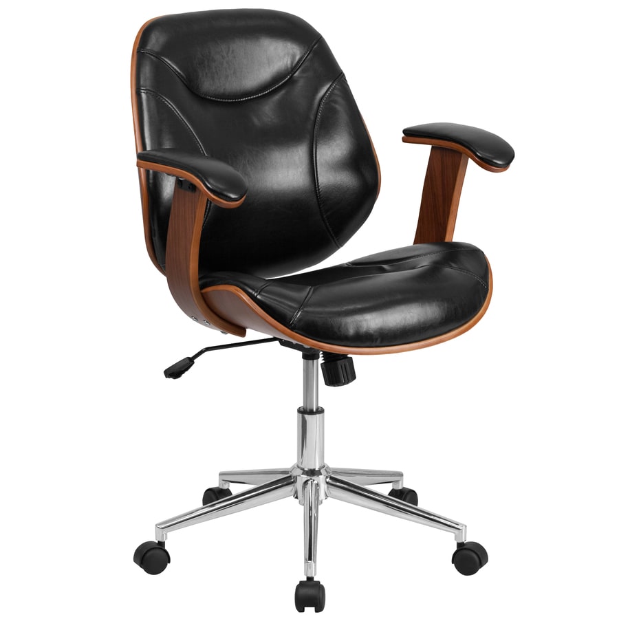 Flash Furniture Mid Back Black Leather Executive Ergonomic Wood