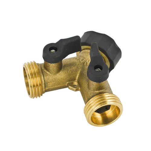 2-Way Twin Outdoor Connector Dual Shut-Off Valve 2 Garden Hose splitter Y