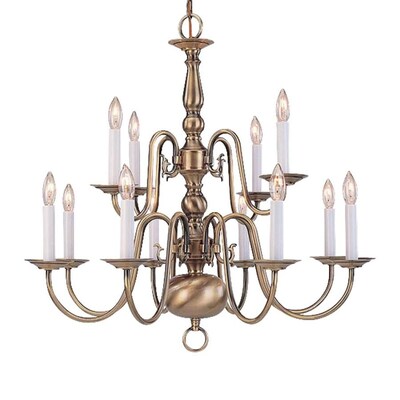 Livex Lighting Williamsburg 12 Light Antique Br Traditional Livex Lighting Williamsburg 12 Light