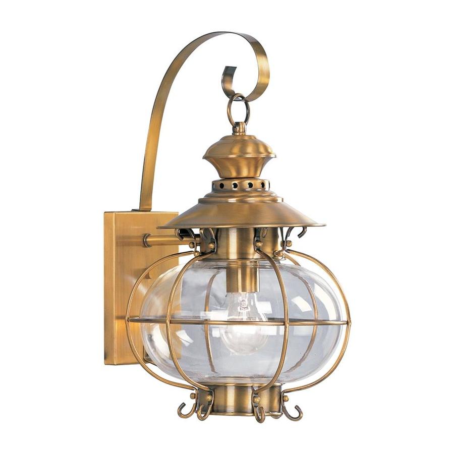 Livex Lighting Harbor 17 75 In H Flemish Brass Electrical Outlet Medium Base E 26 Outdoor Wall Light In The Outdoor Wall Lights Department At Lowes Com