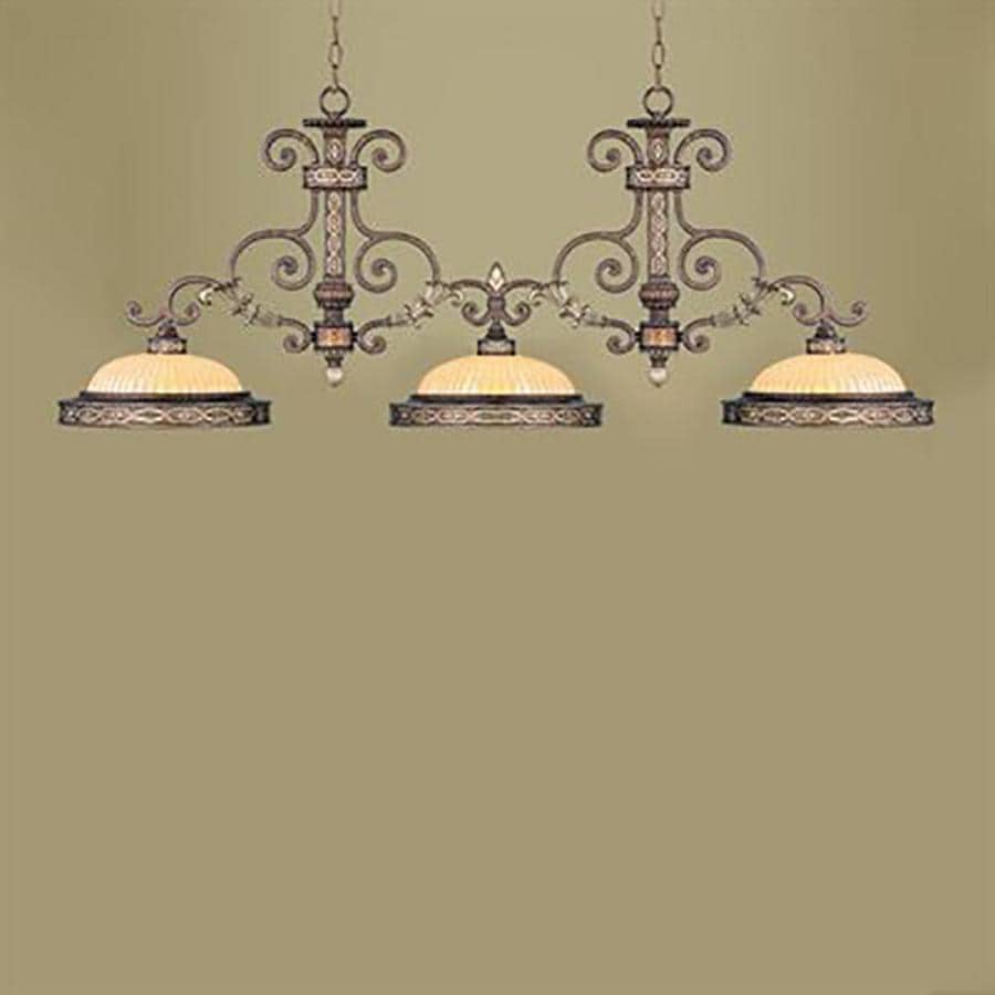 Livex Lighting Seville 13 In W 3 Light Palatial Bronze With Gilded Livex Lighting Seville 13 In W 3 Light Palatial Bronze With Gilded Accents Traditional Kitchen Island Ribbed Shade