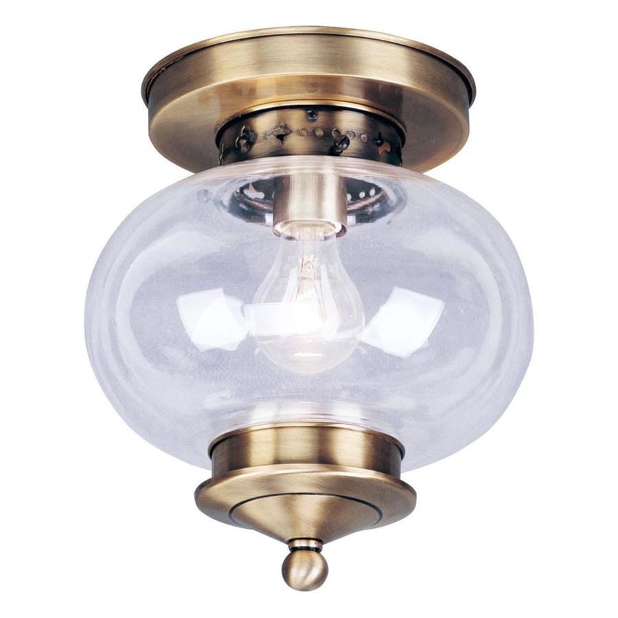 Livex Lighting Harbor 9.5in Antique Brass Coastal Flush Mount Light at