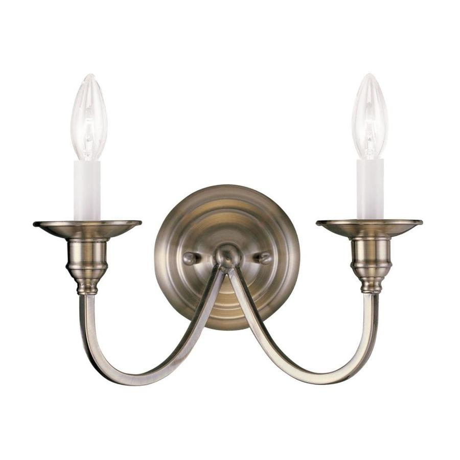 Livex Lighting 514201 Cranford 13-in W 2-Light Antique Brass Hardwired Standard Wall Sconce