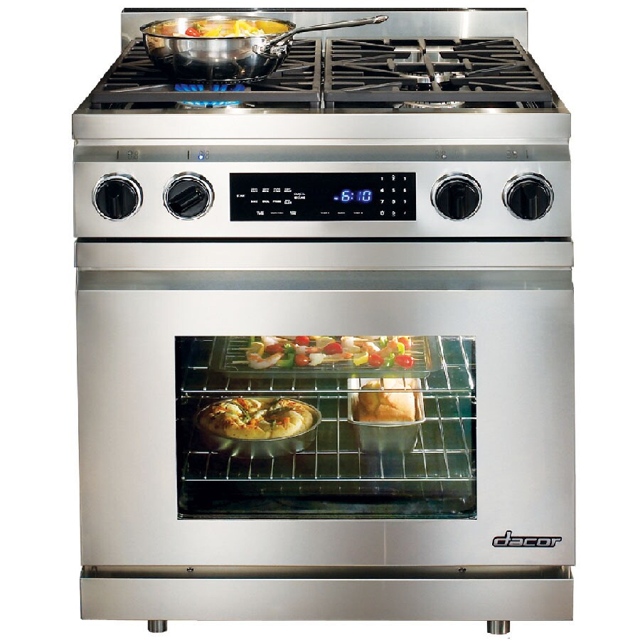 Dacor DR30D/LP 30-in Deep Recessed Self-cleaning Dual Fuel Range (Stainless Steel)