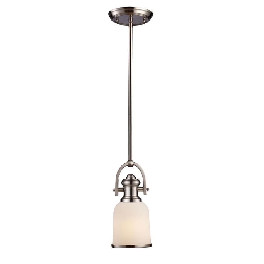 Westmore Lighting Crocker Satin Nickel Single Industrial White Glass