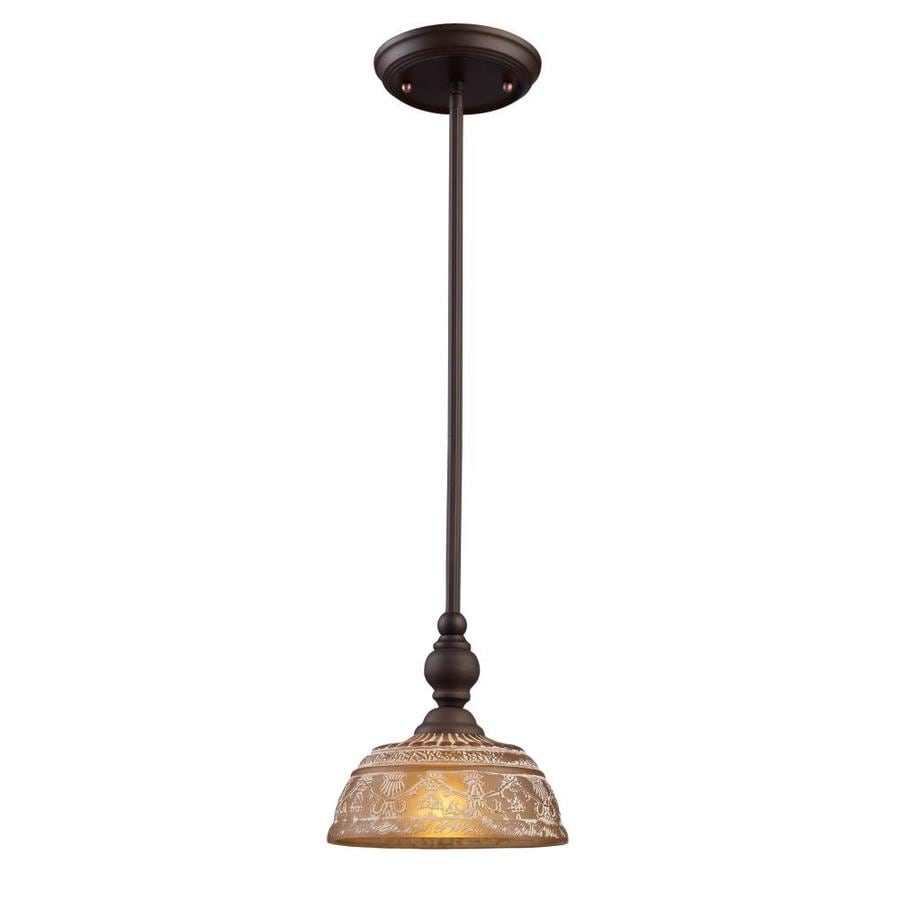 Westmore Lighting Norfolk Oiled Bronze Mini Rustic Tinted Glass Dome Pendant At