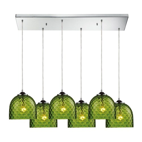 Westmore Lighting Avia Polished Chrome and Green Glass Pendant Light