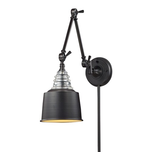 Westmore Lighting 18 In H Oiled Bronze Swing Arm Casual Transitional Wall Mounted Lamp With Metal Shade At Lowes Com