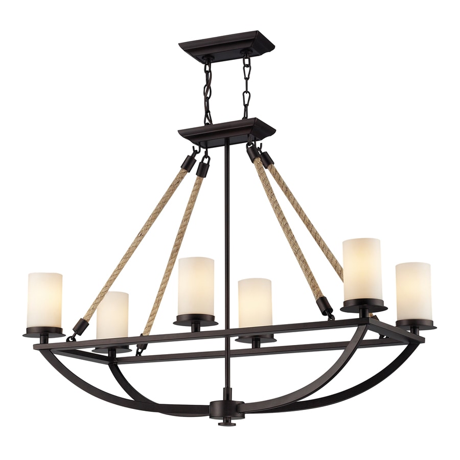 Westmore Lighting Litherland 6-Light Aged Bronze and Opal White Glass Rustic Linear Chandelier