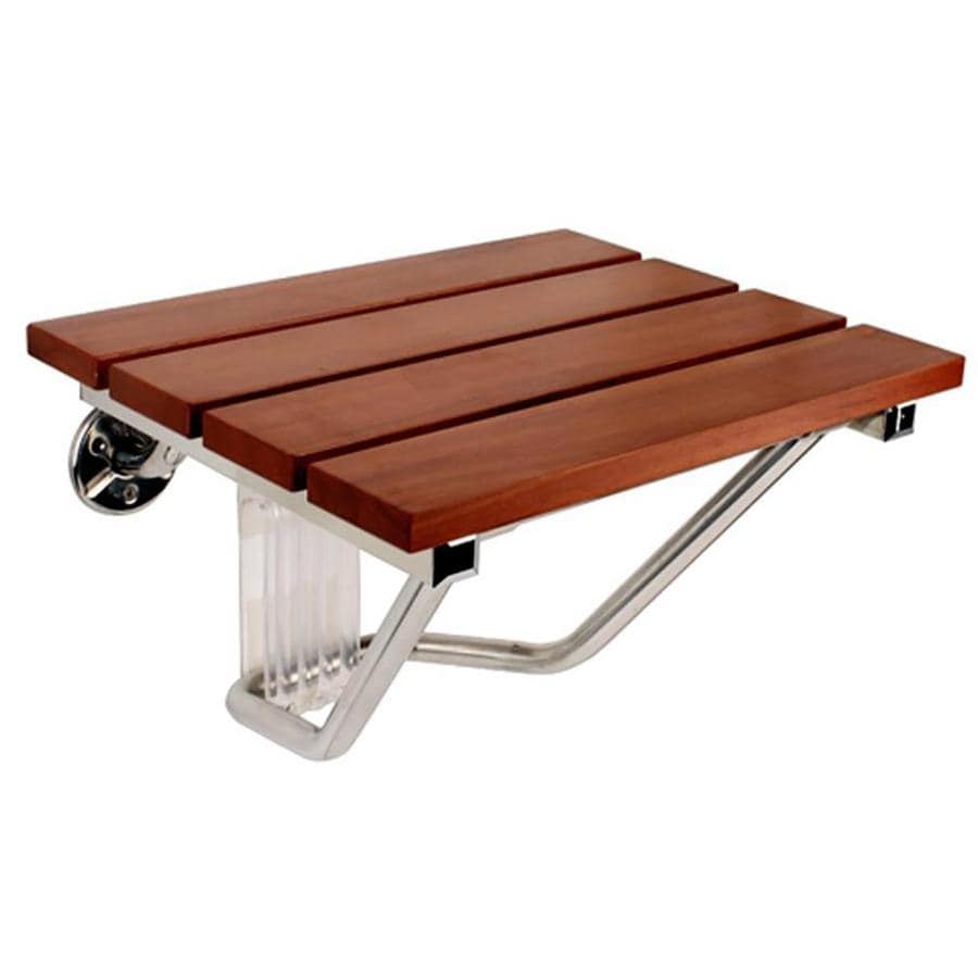 SteamSpa Teak with Chrome Teak Wall Mount Shower Seat at Lowes.com