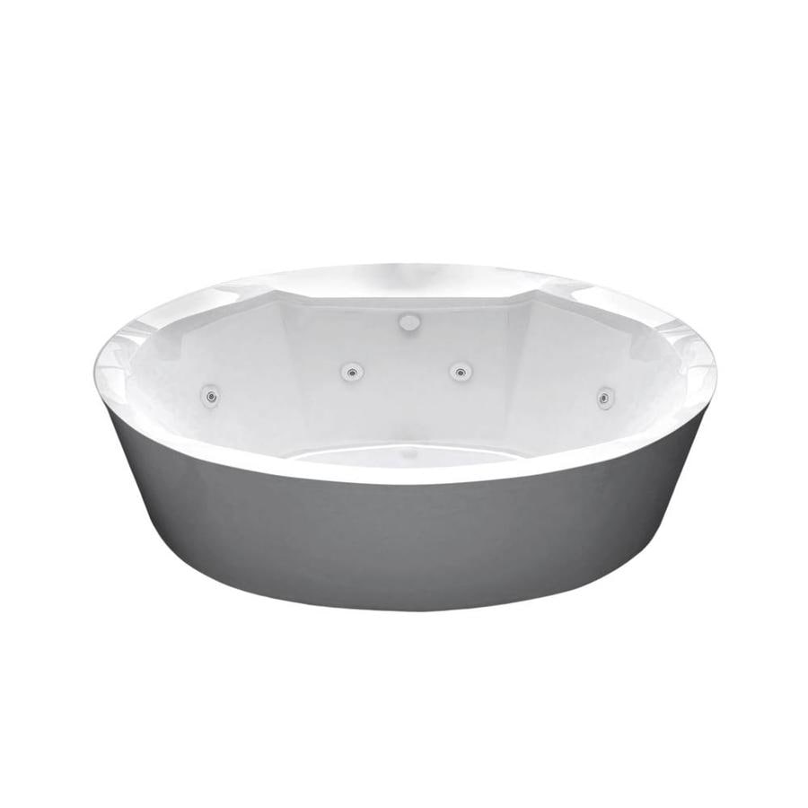 Bead 67 3 In White Acrylic Round Center Drain Freestanding Whirlpool Tub