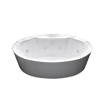 Bead 67 3 In White Acrylic Round Center Drain Freestanding Whirlpool Tub