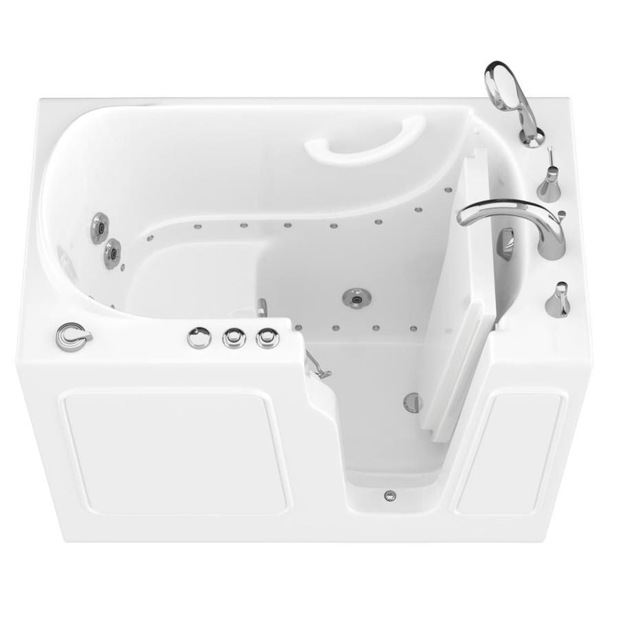 Endurance 26-in W x 45.5-in L White Gelcoat/Fiberglass Rectangular Right-Hand Drain and Faucet Included