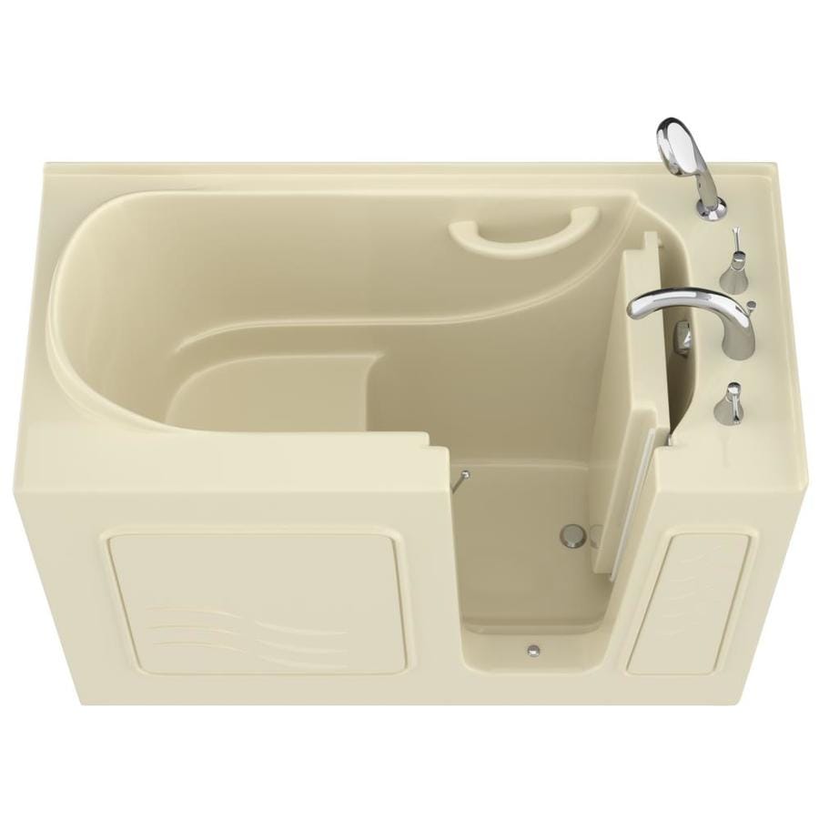 Endurance 26.375-in W x 52.75-in L Biscuit Gelcoat/Fiberglass Rectangular Right-Hand Drain Walk-In Bathtub and Faucet Included