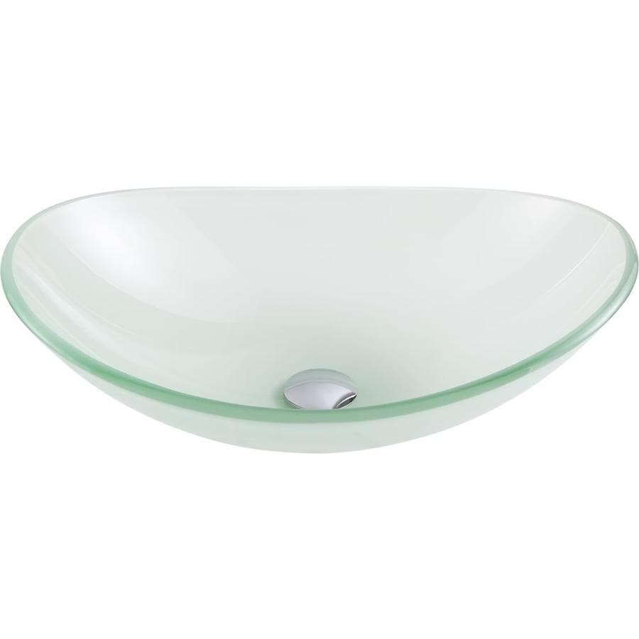 ANZZI Forza Frosted Tempered Glass Vessel Oval Bathroom Sink at
