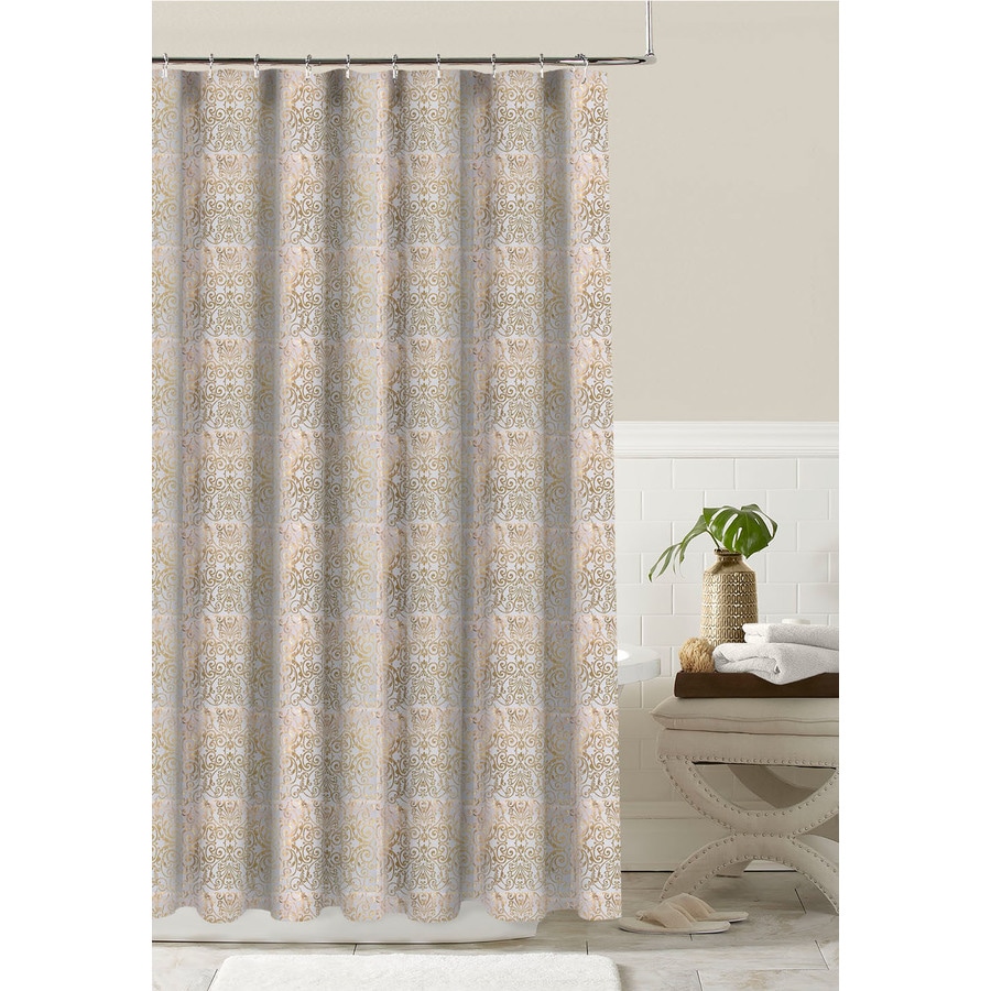 Colordrift Polyester Rose Gold Patterneded Shower Curtain 70in x 72in