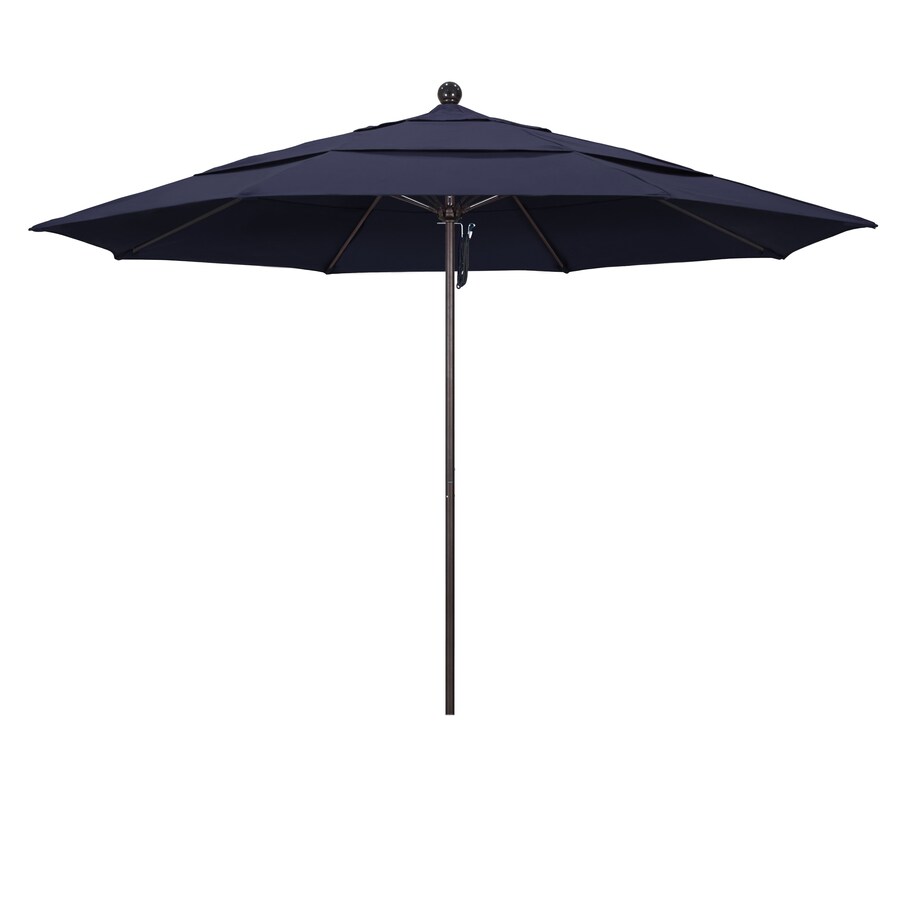 California Umbrella Navy Market 11-ft No-tilt Octagon Patio Umbrella w