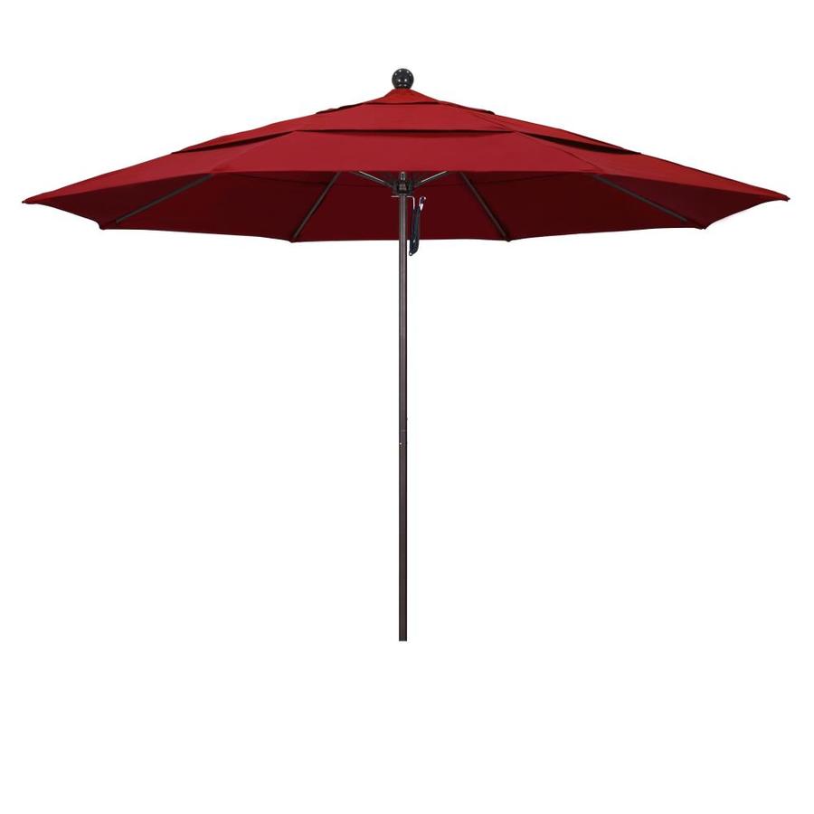 Sunnydaze Decor 8 6 Ft Octagon Burgundy With Bronze Aluminum Frame Solar Powered Push Button Tilt Market Patio Umbrella In The Patio Umbrellas Department At Lowes Com