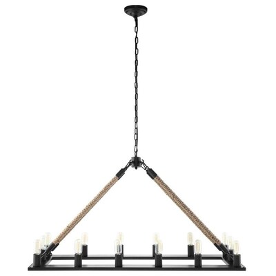 14 Light Black Rustic Linear Chandelier