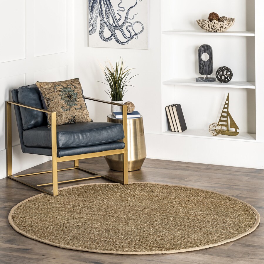 nuLOOM 8 x 8 Beige Round Indoor Border Area Rug in the Rugs department