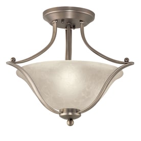portfolio 17.32-in w brushed nickel alabaster glass semi-flush mount light