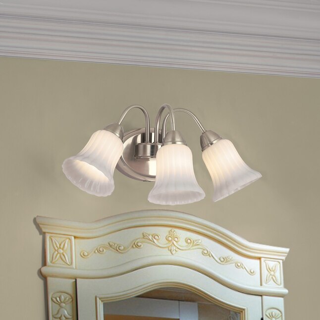 Portfolio Shaker Park 3-Light Nickel Traditional Vanity Light Bar Portfolio Shaker Park 3-Light Nickel Traditional Vanity Light Bar