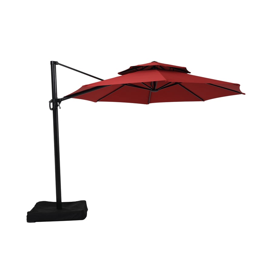 Shop Garden Treasures Red Offset Patio Umbrella Common 105 Ft W inside Lowes Cantilever Umbrella