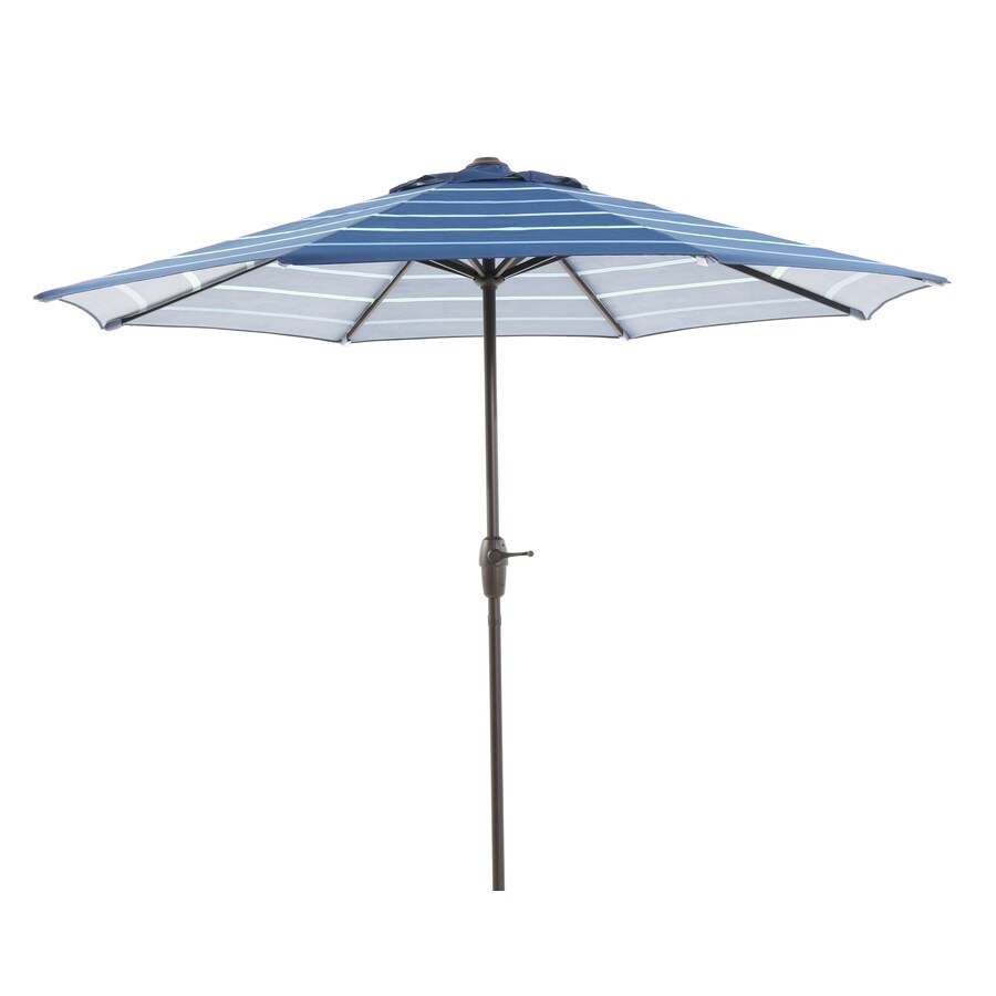 Garden Treasures Blue Stripe Market Patio Umbrella Common 9 Ft W