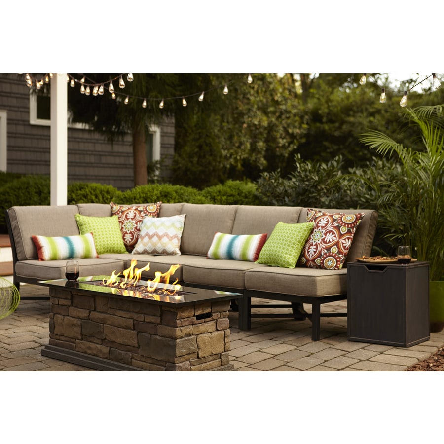 Shop Garden Treasures Palm City 5 Piece Black Steel Patio for outdoor sectional at lowes for Home