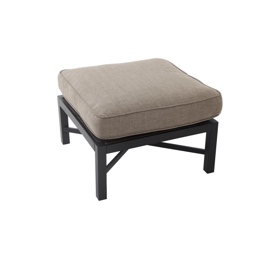 Garden Treasures Palm City Black Steel Ottoman With Tan Cushion At