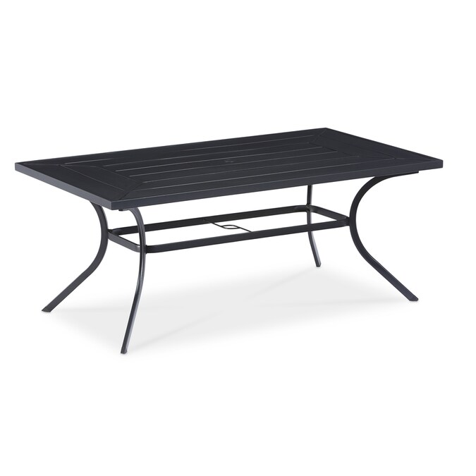 Roth Kingsmead Rectangle Outdoor Dining, Black Patio Dining Table With Umbrella Hole