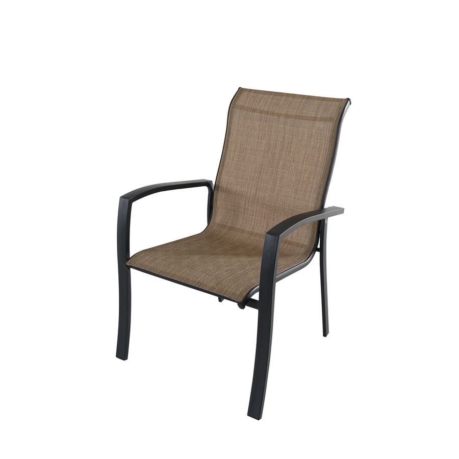 Garden Treasures Pelham Bay Stackable Steel Dining Chair with Tan Sling ...