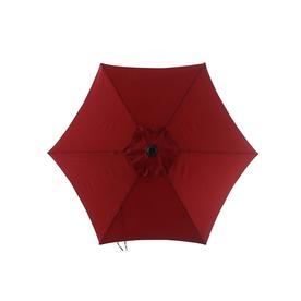 Garden Treasures Red Market 7.5-ft No-tilt Round Patio Umbrella with Dark Brown Steel Frame
