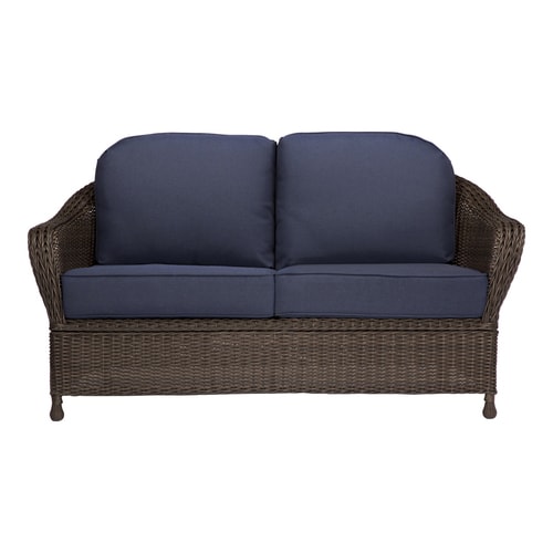 Allen Roth Mcaden Wicker Outdoor Loveseat With Cushion And Steel