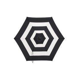 Garden Treasures Black and White Stripe Market 7.5-ft No-tilt Round Patio Umbrella with Black Steel Frame