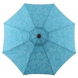 Allen Roth Blue Leaf Market 9 Ft Auto Tilt Round Patio Umbrella With Brown Woodgrain Aluminum Frame Brickseek