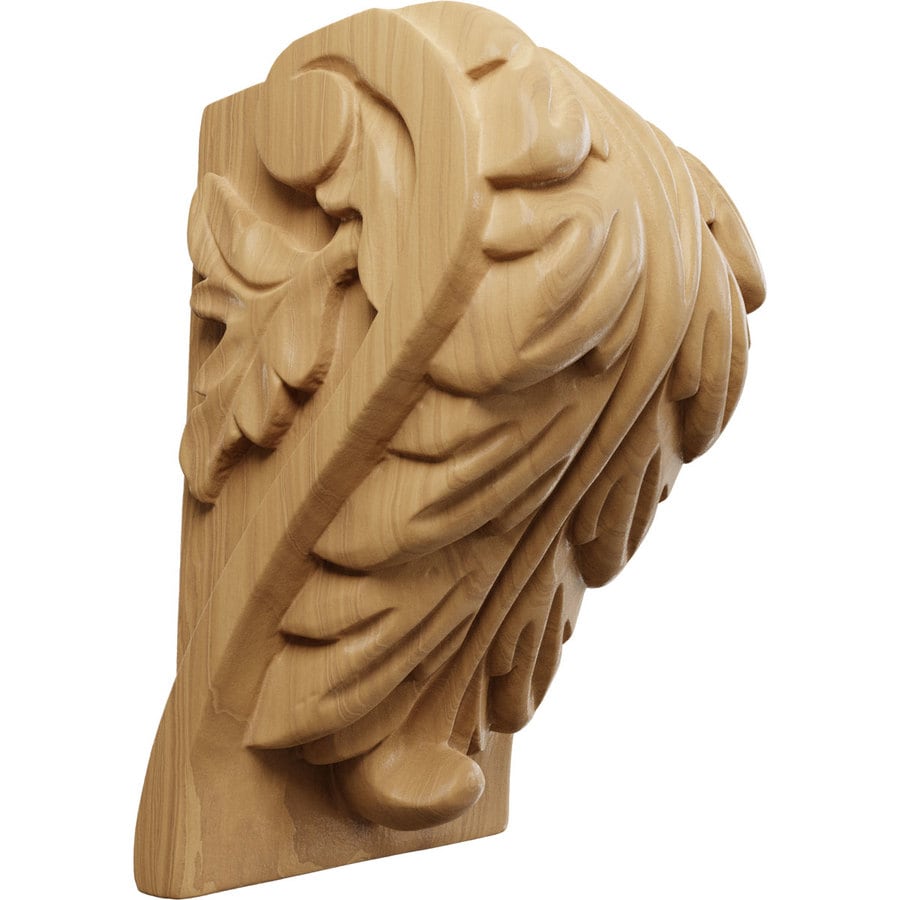 Ekena Millwork Cherry Acanthus 3.25-in x 5-in x 2.75-in Cherry Acanthus Cherry Unfinished Wood Corbel