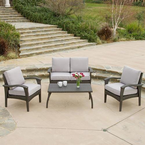 Best Selling Home Decor Honolulu 4 Piece Resin Frame Patio Conversation Set With Cushions In The Patio Conversation Sets Department At Lowes Com