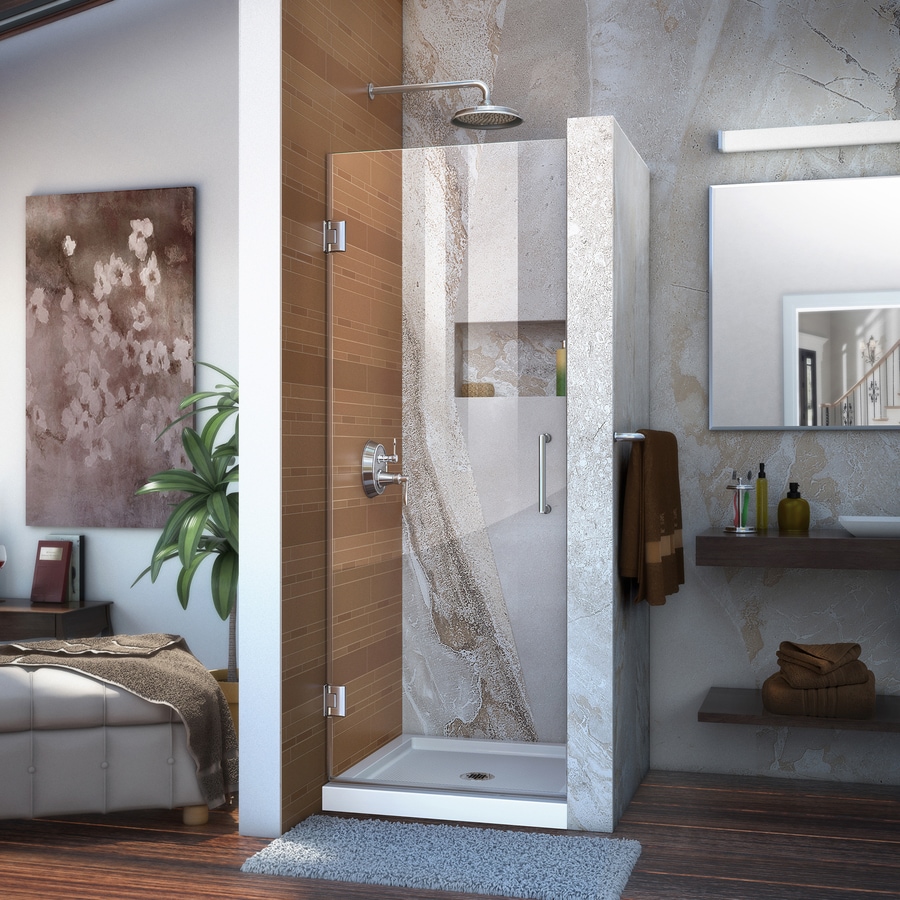 DreamLine Unidoor 72-in H x 23-in to 23-in W Frameless Hinged Chrome Shower Door