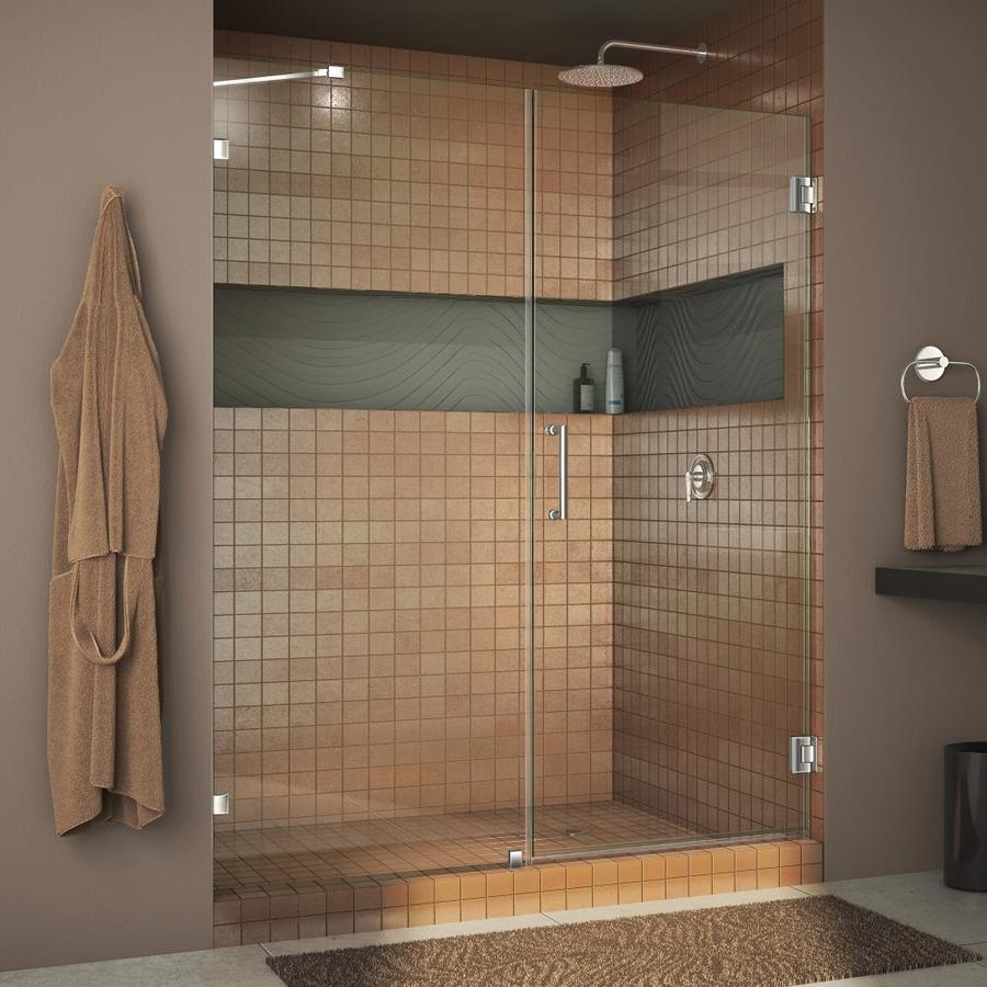 DreamLine Unidoor Lux 72-in H x 57-in to 57-in W Frameless Hinged Chrome Shower Door