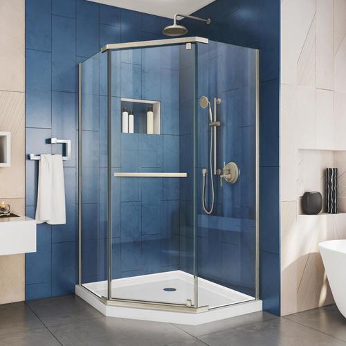 Dreamline Prism 36 125 In To 36 125 In W Frameless Pivot Brushed Nickel Shower Door At Lowes Com