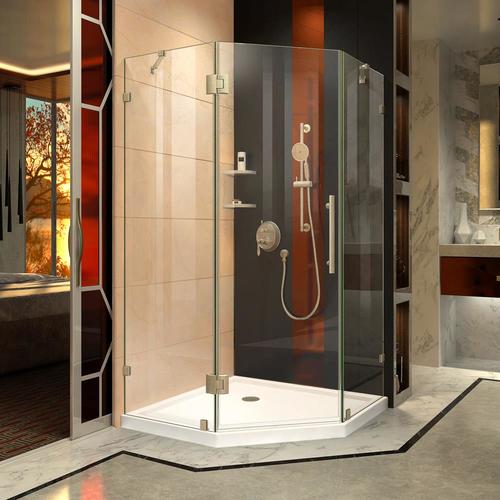 Prismlux 3 Ft 4 37 In W X 6 Ft H Frameless Neo Angle Shower Door